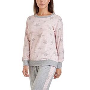 Splendid Light Pink & Grey Star Print Pajama Shirt